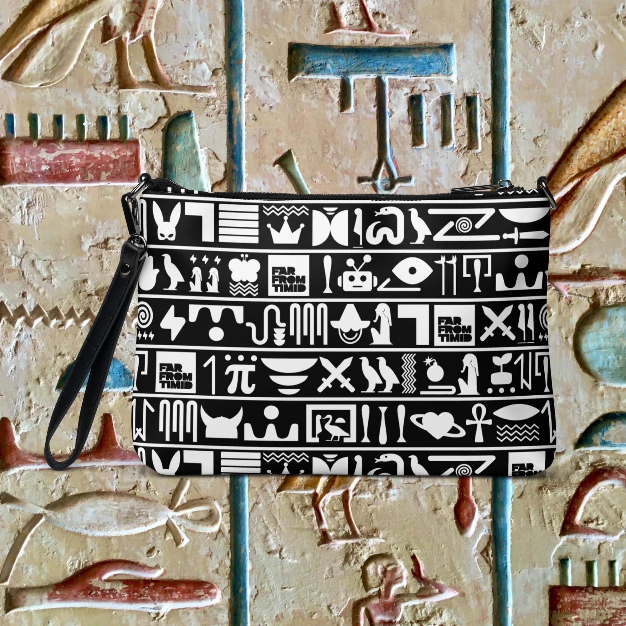 HIEROGLYPHIC CROSSBODY BAG - BLACK/WHITE