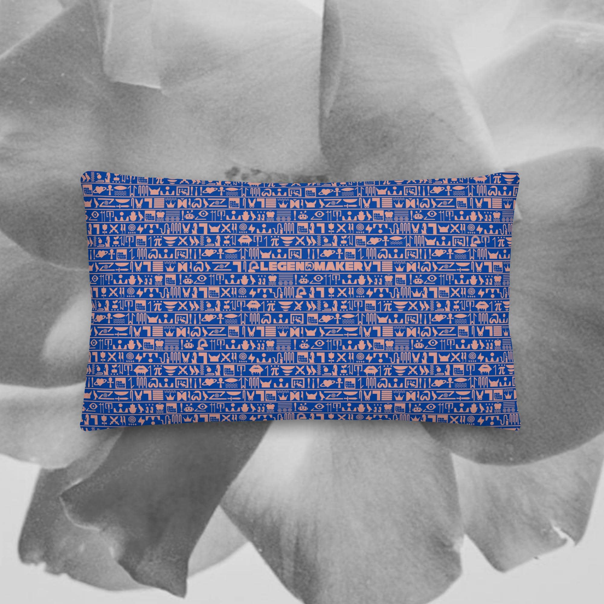 LEGENDMAKER HIEROGLYPHIC PILLOW - BLUE/MAUVE