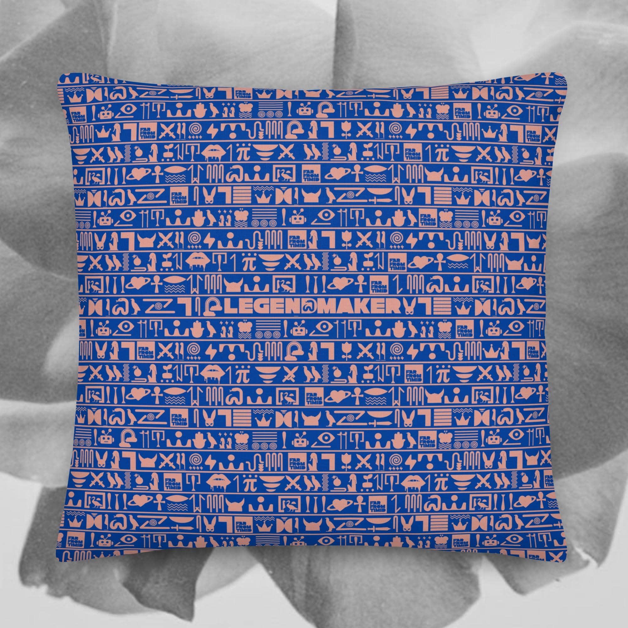 LEGENDMAKER HIEROGLYPHIC PILLOW - BLUE/MAUVE