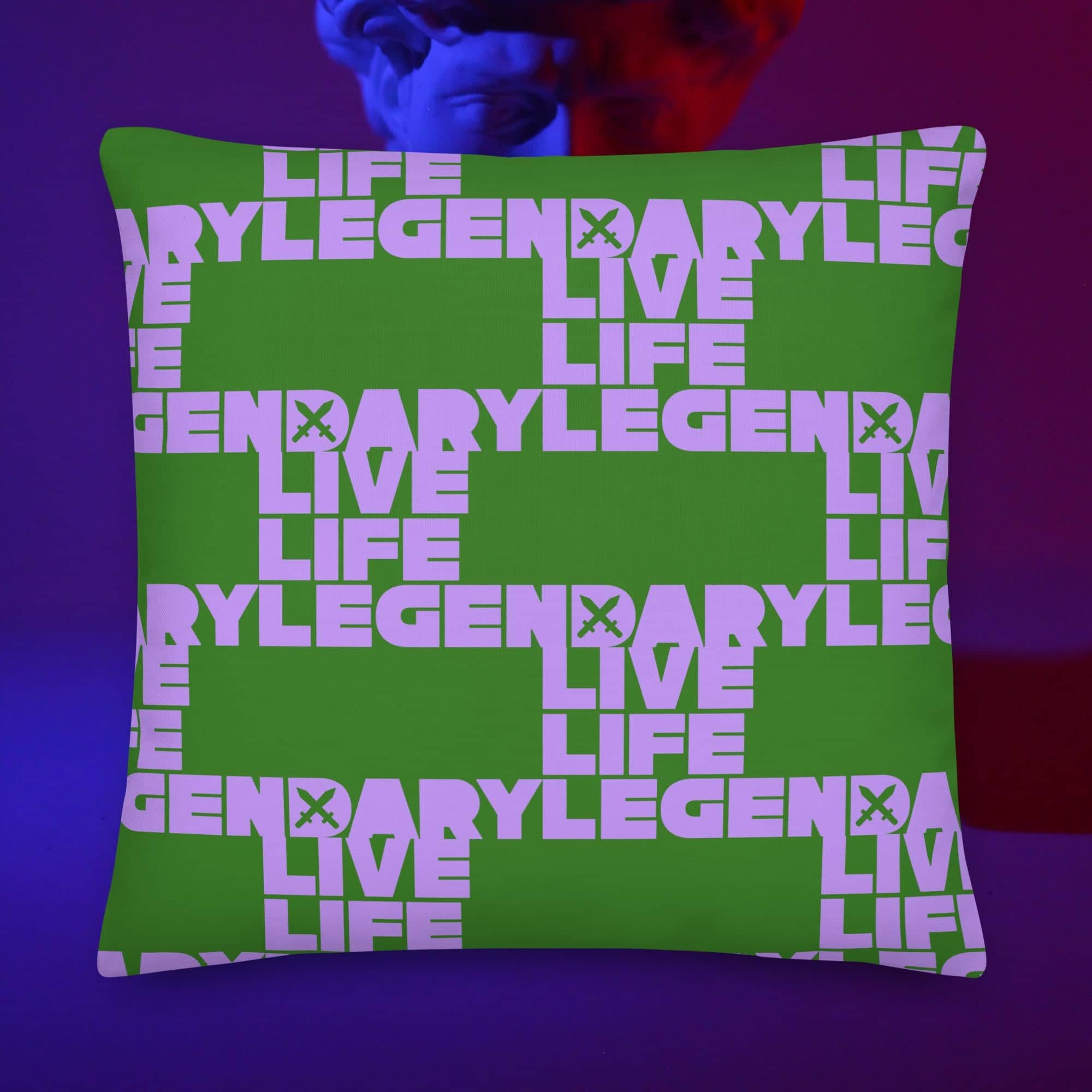 LIVE LIFE LEGENDARY CREATOR ICON PILLOW - EMERALD/LAVENDER