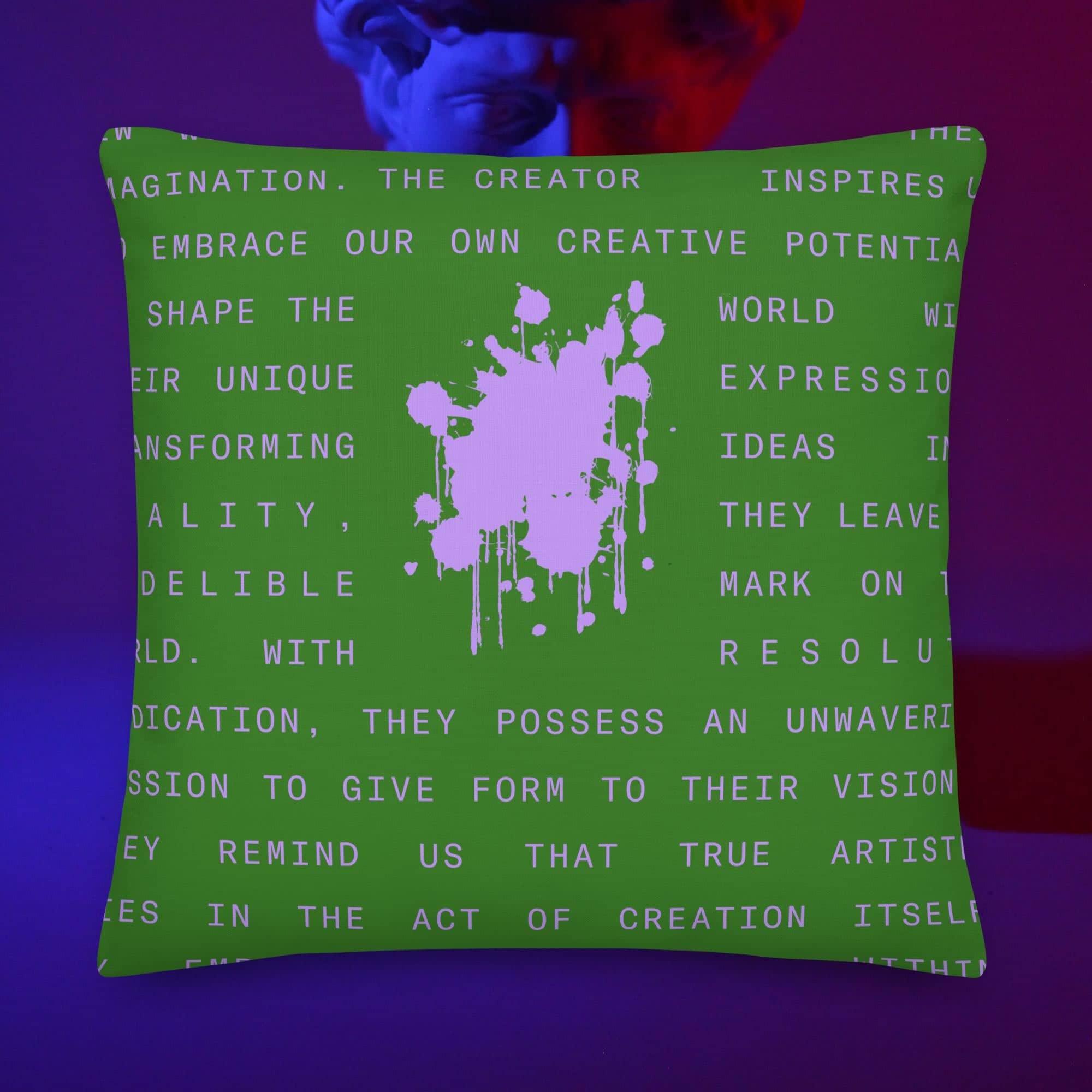 LIVE LIFE LEGENDARY CREATOR ICON PILLOW - EMERALD/LAVENDER