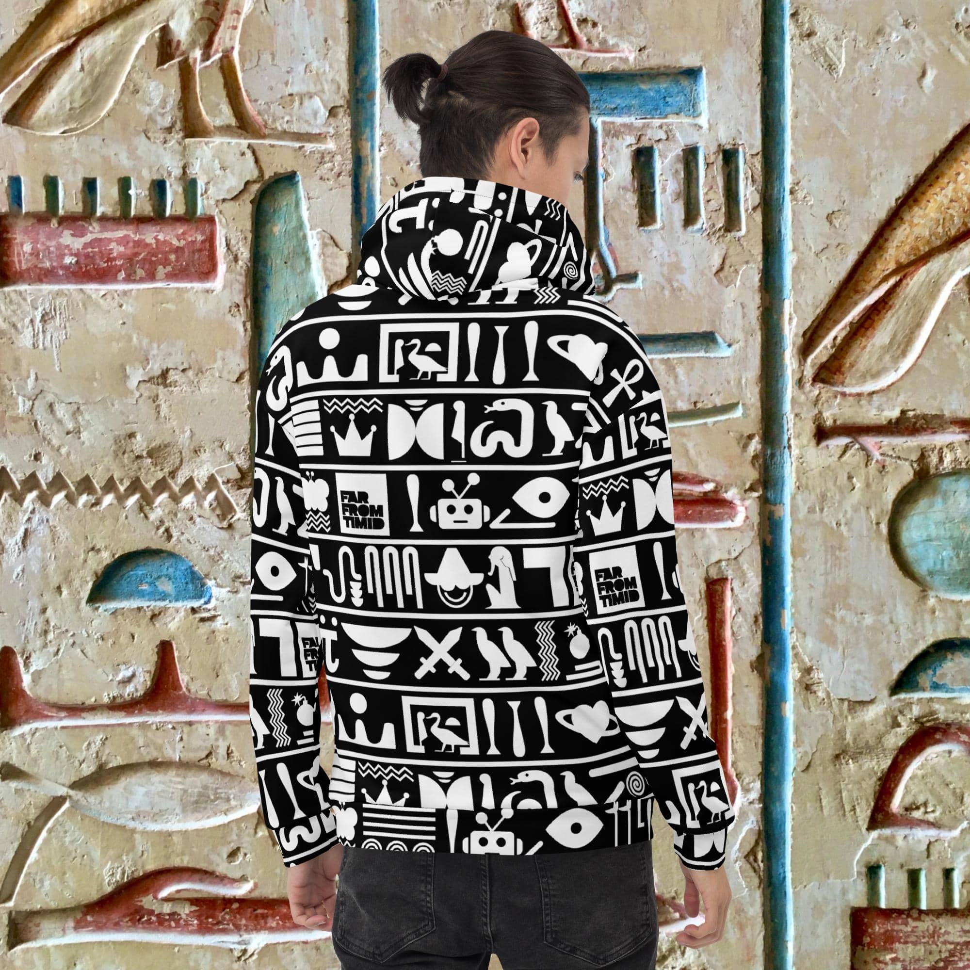 UNISEX HIEROGLYPHIC HOODIE - BLACK/WHITE