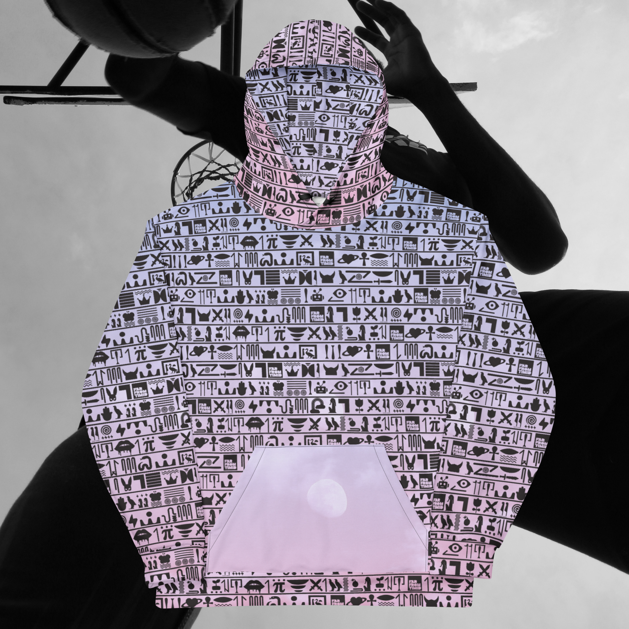 WOMEN'S HIEROGLYPHIC HOODIE - BLACK/CLOUDS