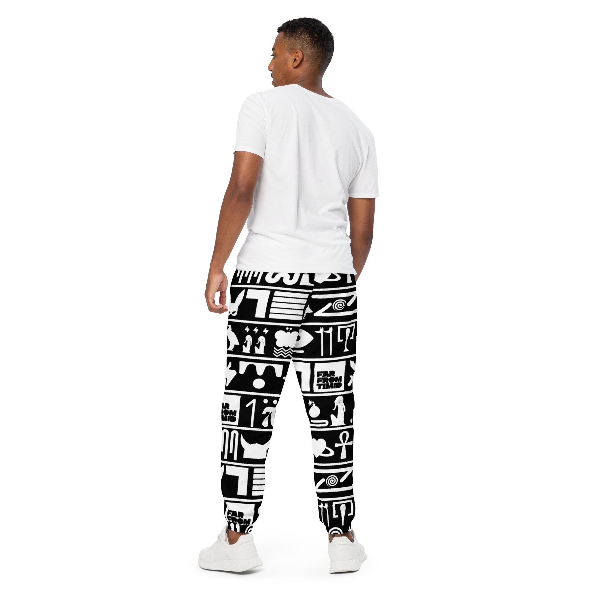MEN'S HIEROGLYPHIC TRACK PANTS - BLACK/WHITE