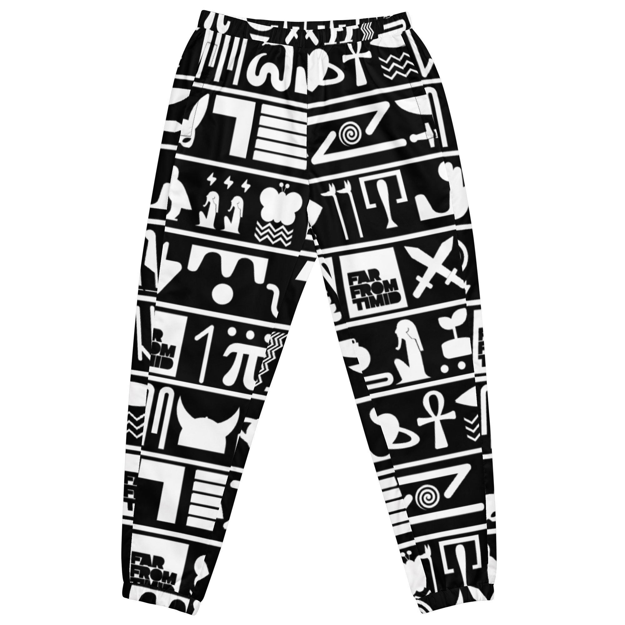 MEN'S HIEROGLYPHIC TRACK PANTS - BLACK/WHITE